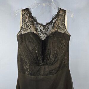 Impression Bridal Size 14 Black Gown Chiffon Lined Lace Bodice Built in Bra (HD)